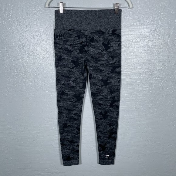 Gymshark Women M Gray Black Camo Adapt Seamless Leggings High Waisted Athleisure - Picture 5 of 9